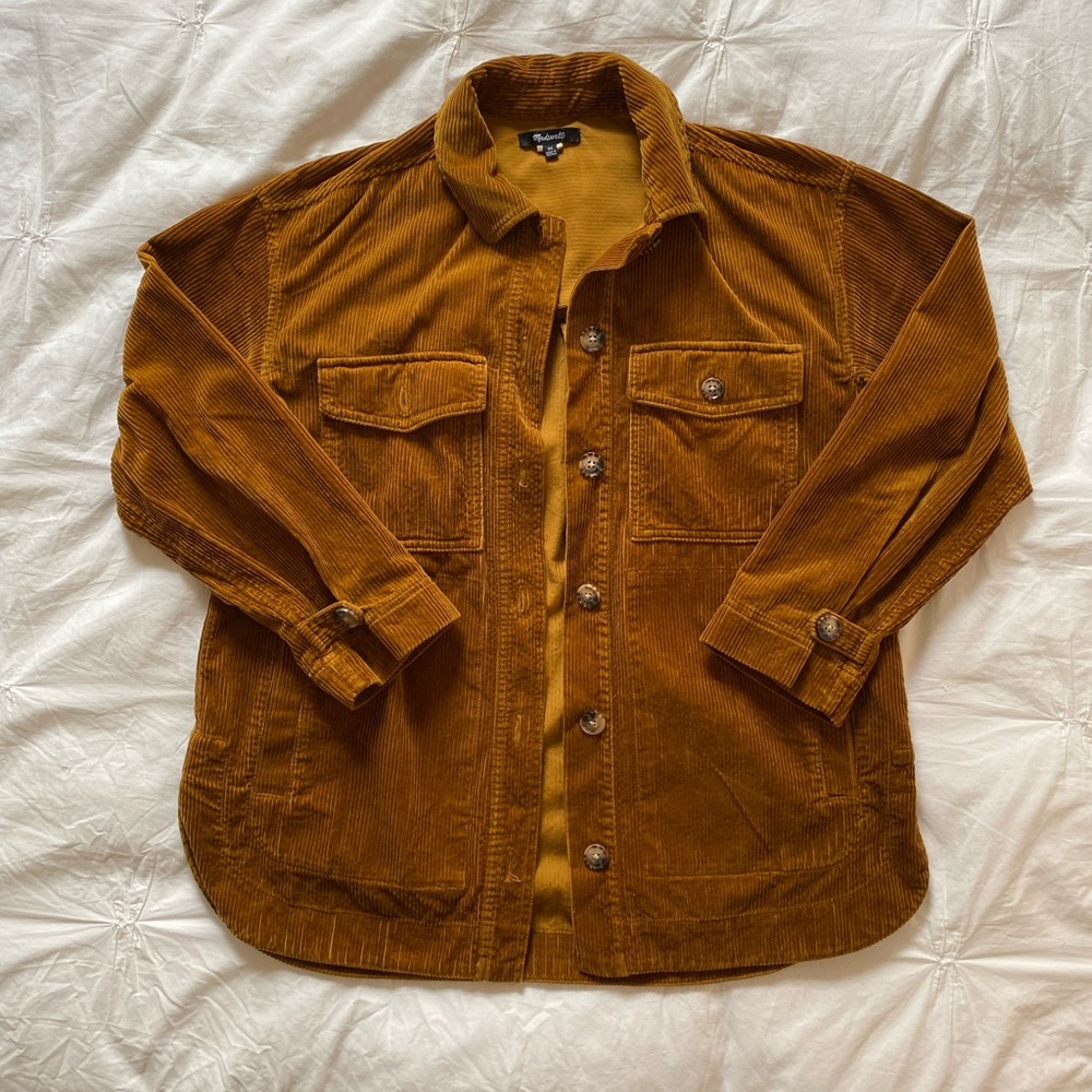 Madewell Courdory Flap Pocket Shirt in Burnt Orange, size XS
